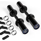 LIONSCOOL 16"Loadable Dumbbells Pairs, Olympic Dumbbell Handle/Bar for Strength Training, Compatible with 2&rsquo;&rsquo; Standard Plates, Includes 2 Pair of Spring Collars