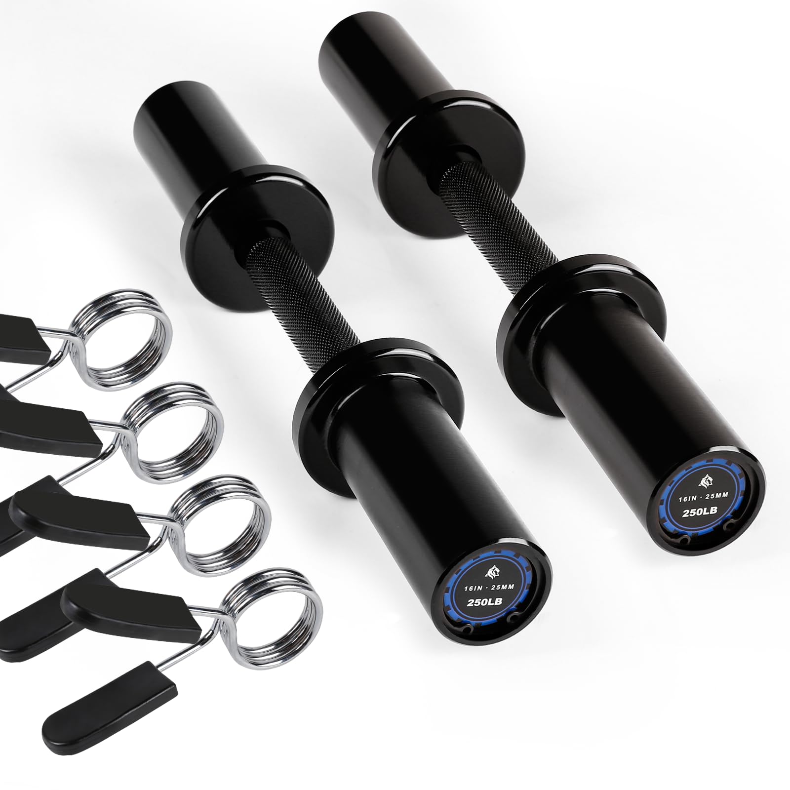 Photo 1 of LIONSCOOL 16"Loadable Dumbbells Pairs, Olympic Dumbbell Bar/Handle for Strength Training, Compatible with 2’’ Standard Plates (Overall Black)