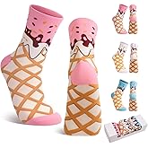 scenicamp 3 Pairs Fun Colorful Socks Novelty Crew Socks Women Funny Food Crazy Sock Birthday Party Favors Gift