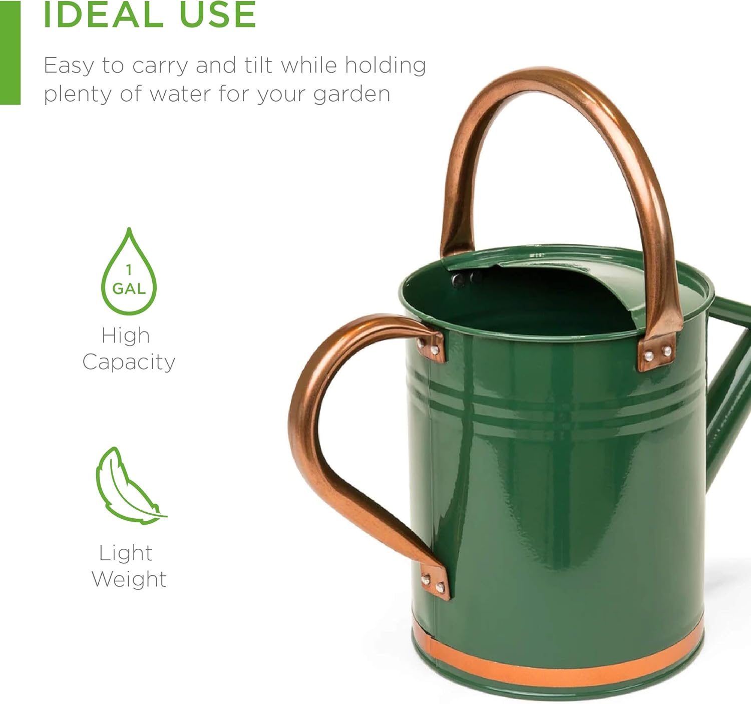 Best Choice Products 1-Gallon Lightweight Galvanized Steel Gardening Watering Can w/O-Ring, Top Handle, and Copper Accents : Garden & Outdoor