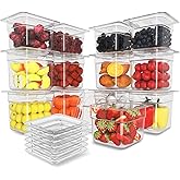 HNEDSEN 12 Pack Plastic Food Pan with Lid 1/6 Size 6 Inch Deep Restaurant Clear Food Storage Containers Polycarbonate Commercial Hotel Pans for Fruits Vegetables Beans Corns (12 PCS, 6'' Deep)