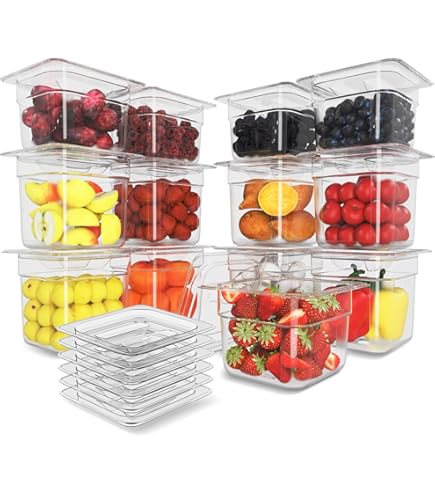 Warmers For Food Trays Buffet WantJoin 6-Pack Stainless Steel Half Size Hotel Pans - 2.5 Inch Deep Commercial Food Containers Catering Supplies Containers - View #3