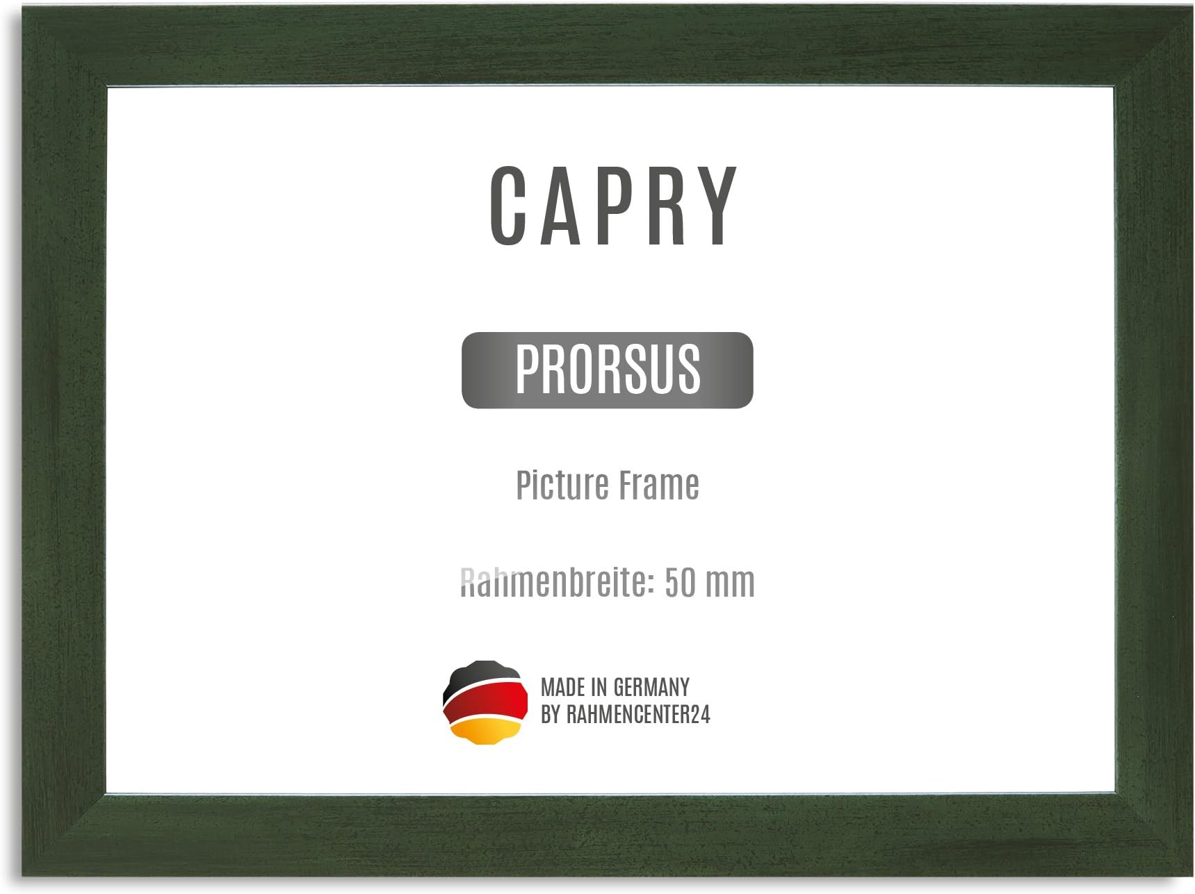 CAPRY PRORSUS 50 mm made to measure picture frame for 65 x 85 cm images, colour: green blurred, handmade MDF frame with break resistant anti-reflex artificial glass pane and sturdy MDF backing, frame width: 50 mm, outer dimensions: 73,6 cm x 93,6 cm