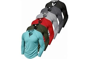 1 Pack Men's Waffle Henley Long Sleeve Shirt, 3 Button Thermal Top for Casual & Outdoor Multi-Season Wear