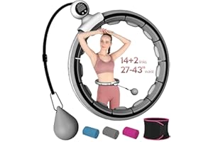 EPHESPORT EPEHSPORT Silent Infinity Smart Hoops with Counter 22"-44", Weighted Exercise Hoola Equipment, 2 in 4 Abdomen Fitness Massage, Non-Fall Fit Hoop for Adult Weight Loss