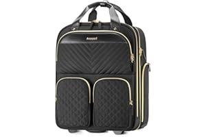 Arcoyard Small Underseat Carry On Luggage with Wheels, Lightweight Travel Airline Approved Personal Item Bag, Multiple Compartments Carry-On Rolling Suitcase for Women, Black Gold