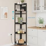 Dripex Corner Shelf with Power Outlets USB Lights 5 Tiers 67 Tall Black view 3