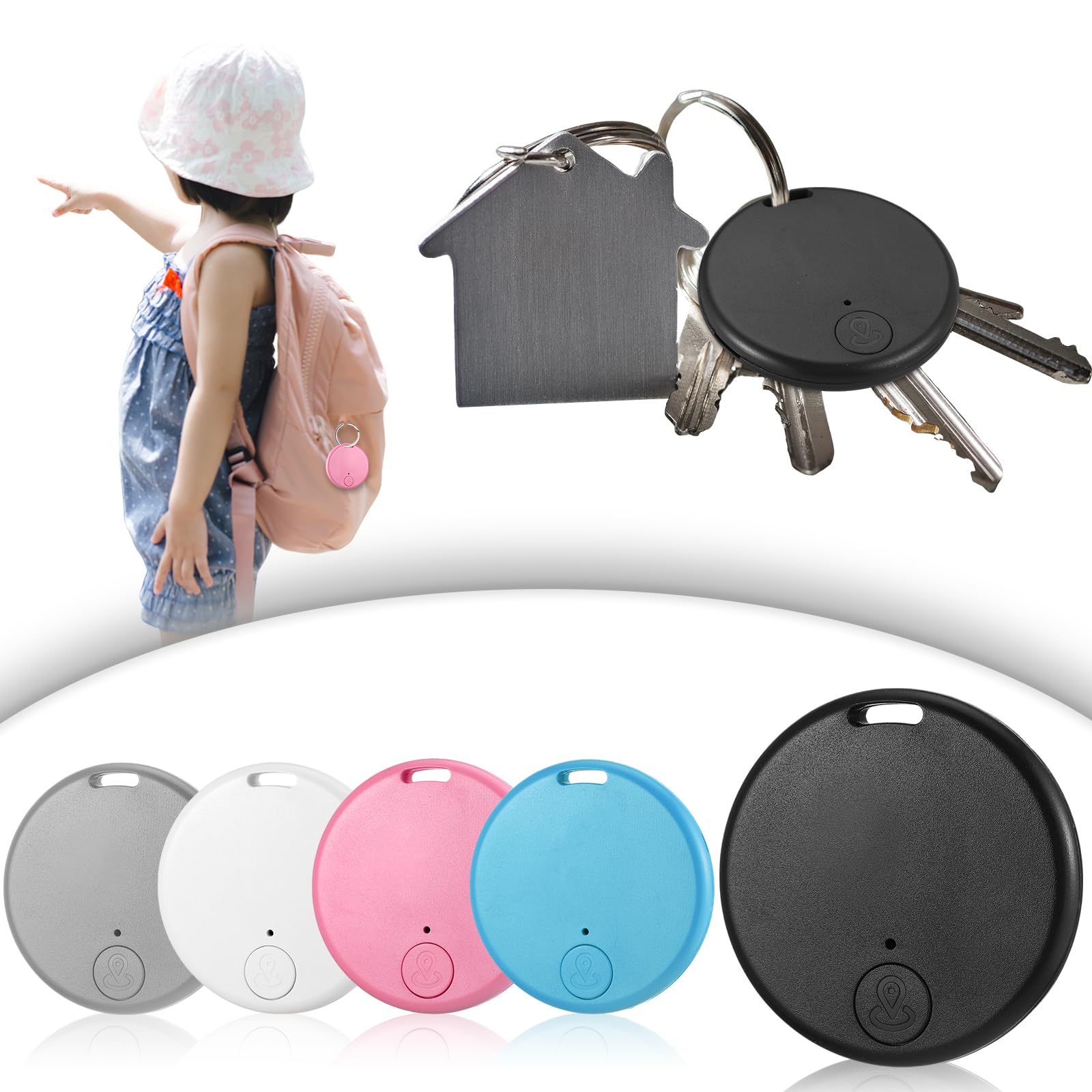 2x Bluetooth Key Finder / GPS Tracker Tag – For Keys, Pets, Kids, Wallet, Car – Anti-Lost
