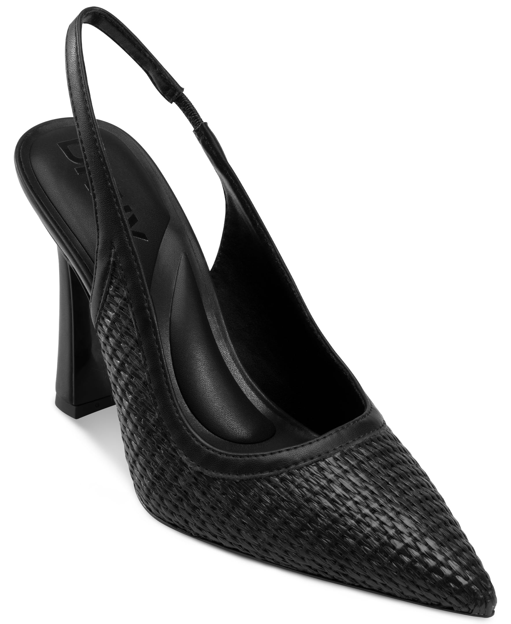 DKNY Women’s Cinette Pointed Toe Slingback Pump, Textured Black, 7