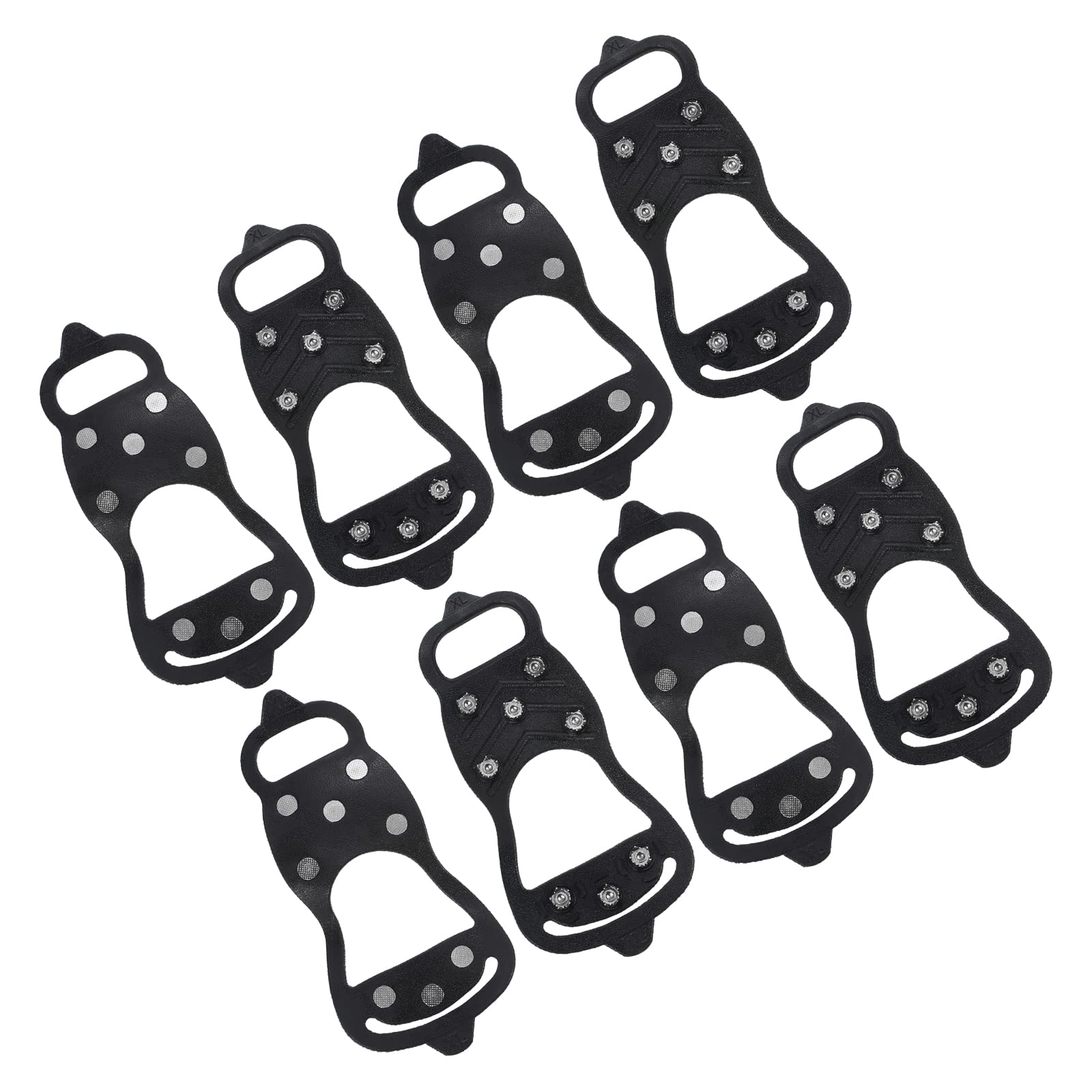 PATIKIL 11.4" Ice Cleats, 4 Pairs Snow Traction Cleat Anti Slip 8-Studs Silicone Crampons Gripper Spikes Claw for Shoes and Boots, Black