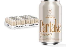 Partake Brewing Craft Non Alcoholic Beer, Blonde 24 Pack x 12 Fl Oz Cans - Low Calorie & Carb, No Sugar, All Natural Ingredients - Award-Winning Taste, Non Alcoholic Beer Without the Empty Calories