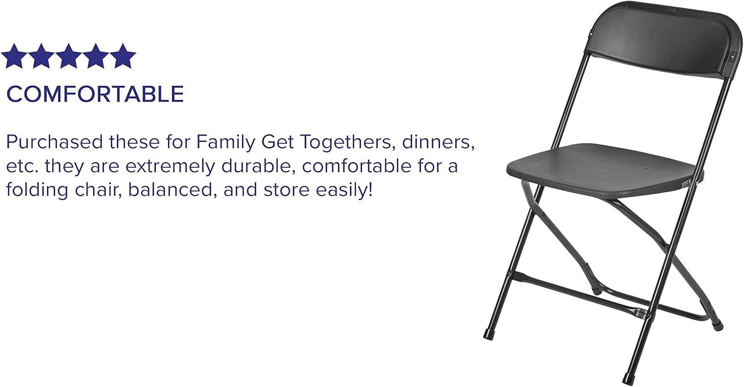Flash Furniture Hercules Series Plastic Folding Chair - Black - 10 Pack 650LB Weight Capacity Comfortable Event Chair-Lightweight Folding Chair: Furniture & Decor