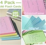 VAKKI Flash Cards 200 Pcs A6 Revision Cards 4 Pack Coil Lined 4 Colours view 2