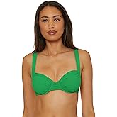 Becca Womens Color Code Shirred Underwire Bikini Top, Adjustable, Tie Back, Swimwear Separates for Women