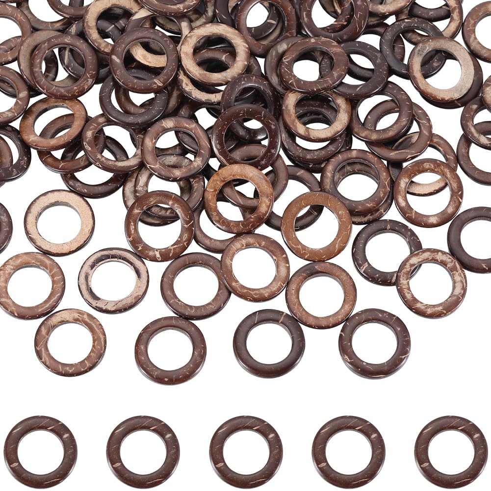 SUNNYCLUE 1 Box 200Pcs Small Wooden Rings Wood Craft Ring Bulk Unfinished Smooth Solid Lightness Brown Natural Coconut Round Linking Connector Loop Circle for jewellery Making Earring Necklace DIY Cra