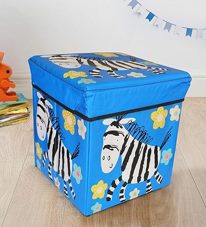 TIED RIBBONS Toys Storage Box for Kids Storage Stool for Kids Under Lid Padded Seat (30 cm X 28.5 cm X 28.5 cm, Multicolor)