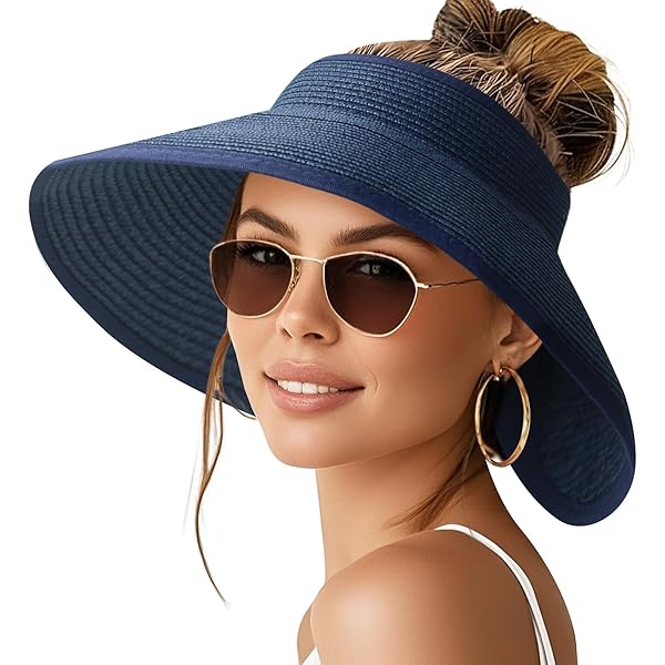 Raffia Straw Sun Hat Wide Brim Floppy UPF 50+ Sun Protection