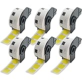 BETCKEY - Square Labels Replacement for Brother DK-1221 (0.9 in x 0.9 in), Compatible with Brother QL Label Printers [6 Rolls/6000 Labels, Yellow]