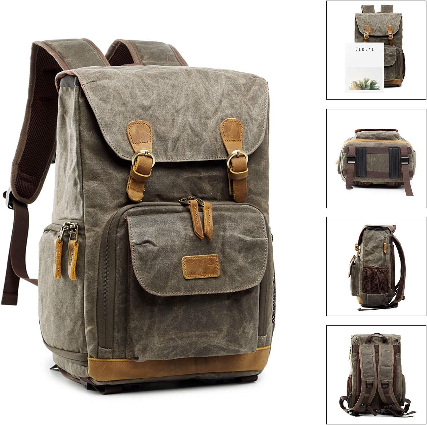 leather camera bolsa backpack