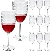 Jingmore 12 Pcs 13oz Reusable Plastic Wine Glasses, Detachable Wine Glasses with Stem, Unbreakable Champagne Flutes, Crystal Pink Goblet for Christmas Party Bar Restaurants Wedding Toasting (Crystal)