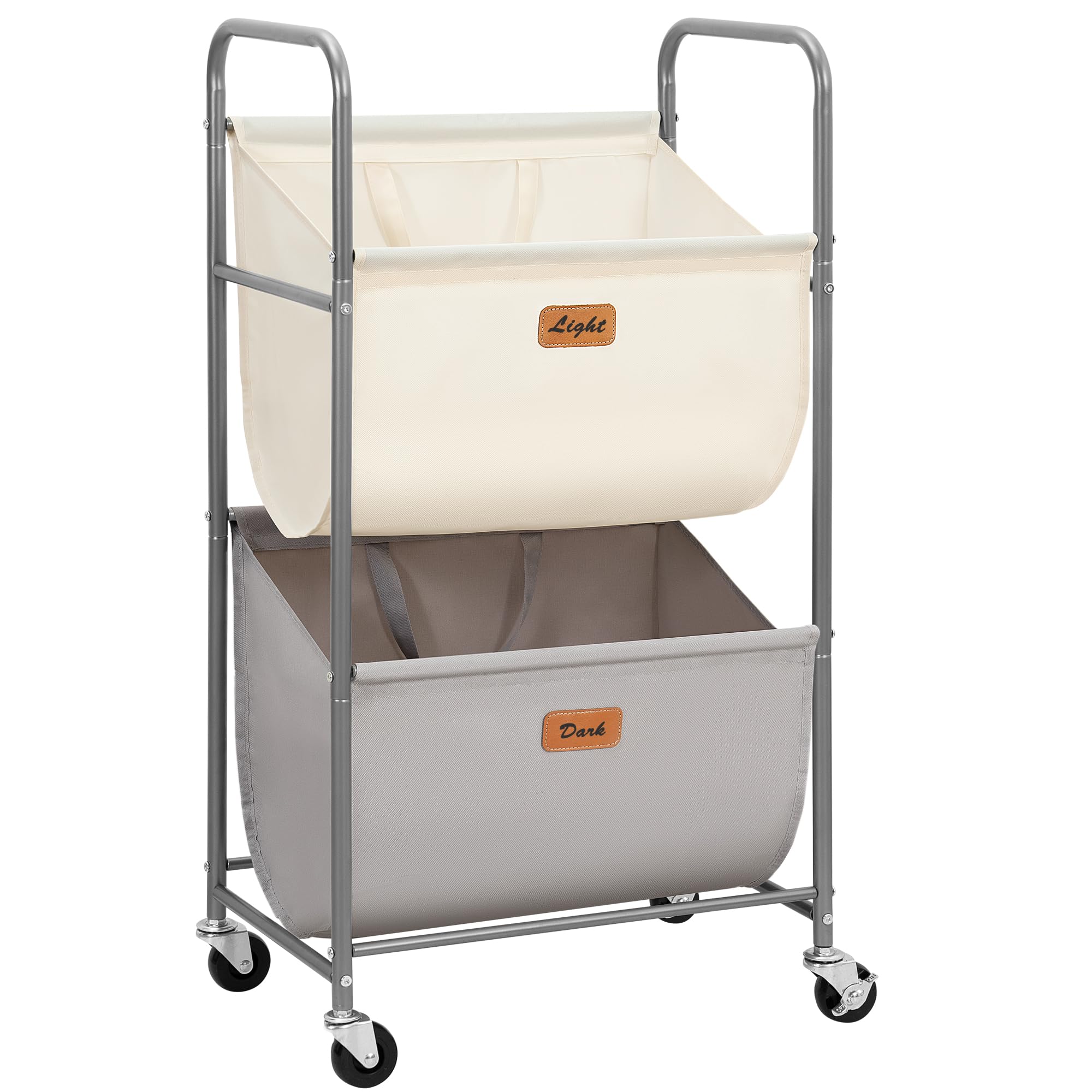 Photo 1 of STORAGE MANIAC 80 Liters Vertical Rolling Laundry Hamper, 2 Section Laundry Sorter with Wheels and 2 Breaks, 2-tier Laundry Baskets for Small Space, Dorm, Laundry Room, Closet, Multicolored 2-tier