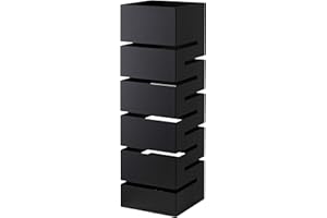 Baroni Home Modern Design Umbrella Stand White Geometric Metal Umbrella Stand with 2 Hooks and Removable Drip Tray, Black