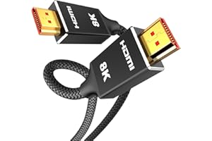 Capshi 8K HDMI Cables 2.1 Black, 2ft High Speed 48Gbps, 8K@60Hz, 4K@120Hz, 2K@240Hz, 165Hz, 144Hz, HDCP 2.2&2.3, eARC, HDR, Ethernet, Braided Cord for UHD TV, PS5, PS4, Xbox Series X/S, Monitor, PC