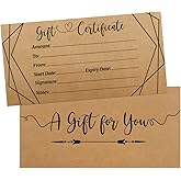 ceiba tree Kraft Blank Gift Certificates for Business 30 Pcs Black Foil Certificate Cards with Envelopes for Salon Restaurants Spa Birthday