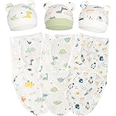 AQOKKA Baby Swaddle Sleep Sacks with Bear Ear Hats Cotton Adjustable Swaddle Blankets Wrap Nursery Swaddles for Newborns Boy Girl Infant 0-3 Months