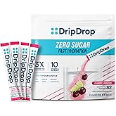 DripDrop Sugar Free Hydration Packets - Zero Cherry Limeade - Single Serve Electrolytes Powder Drink Mix - Non-GMO, Gluten Free, Vegan - 32 Sticks