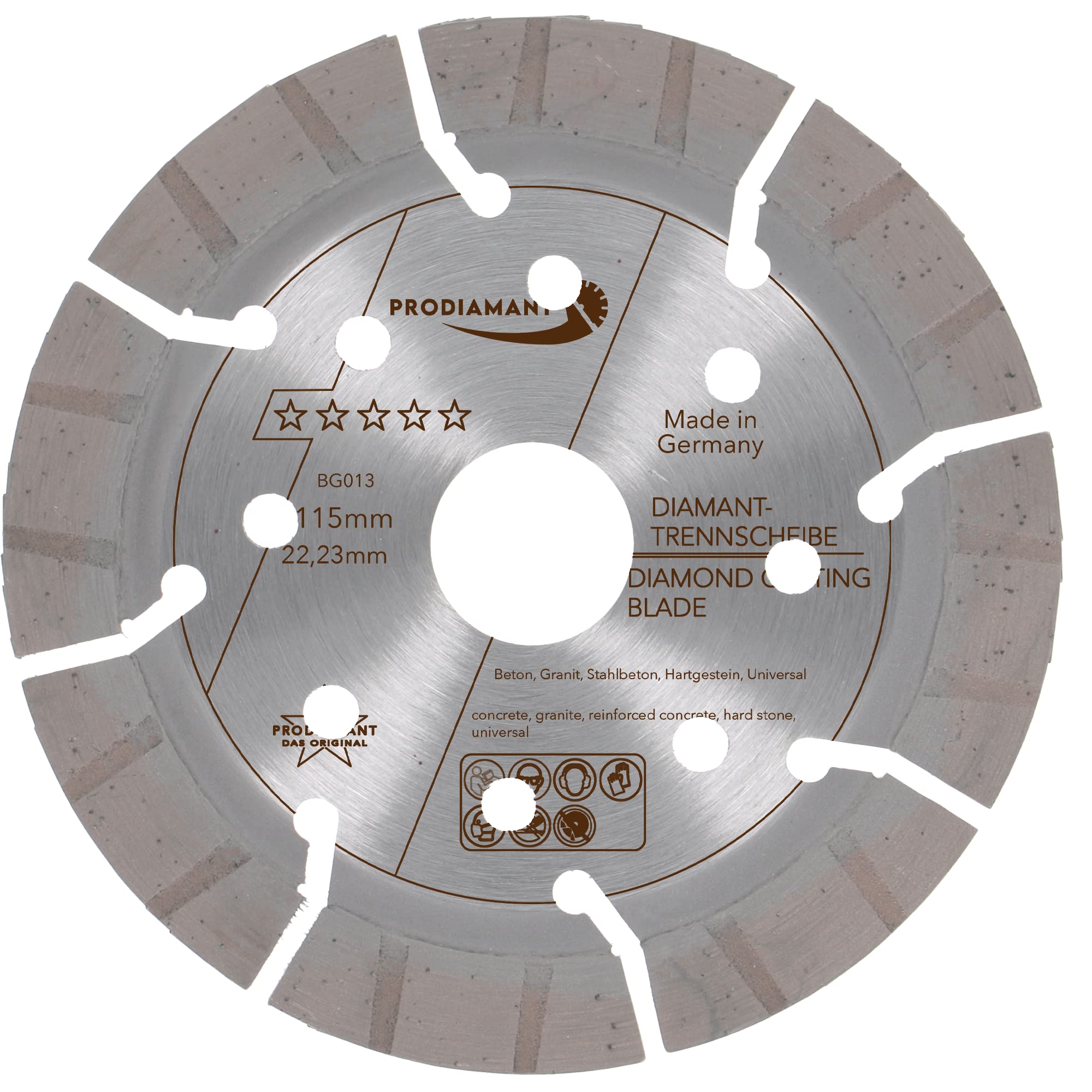 PRODIAMANT professional diamond cutting disc concrete granite Oxx 115 mm 4.5 inch x 22,2 mm Made in Germany laser welded