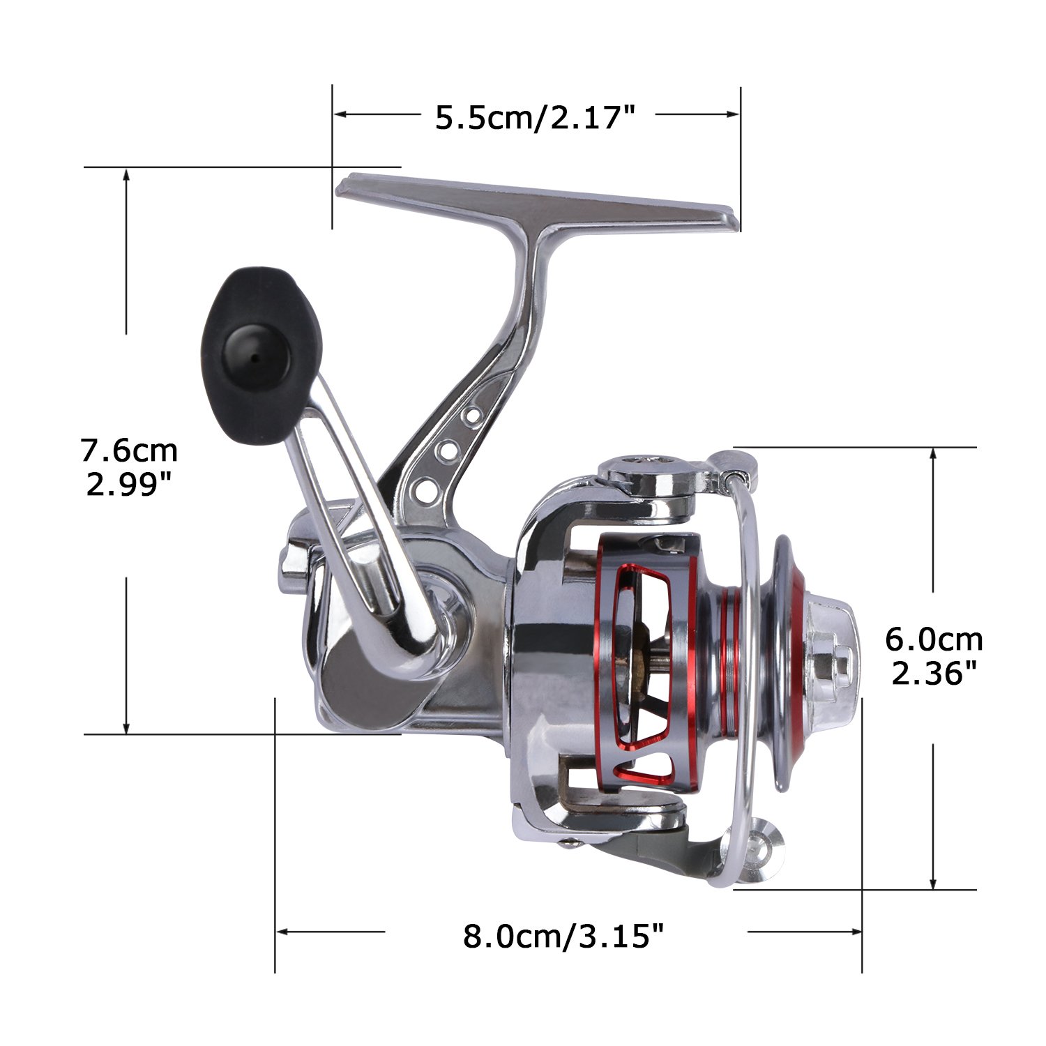 Goture Small Spinning Fishing Reel Collapsible Handle and Metal Shaped Body for Freshwater and All Season Fishing