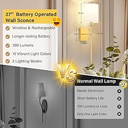 27 Inch Wall Sconces Battery Operated Set of