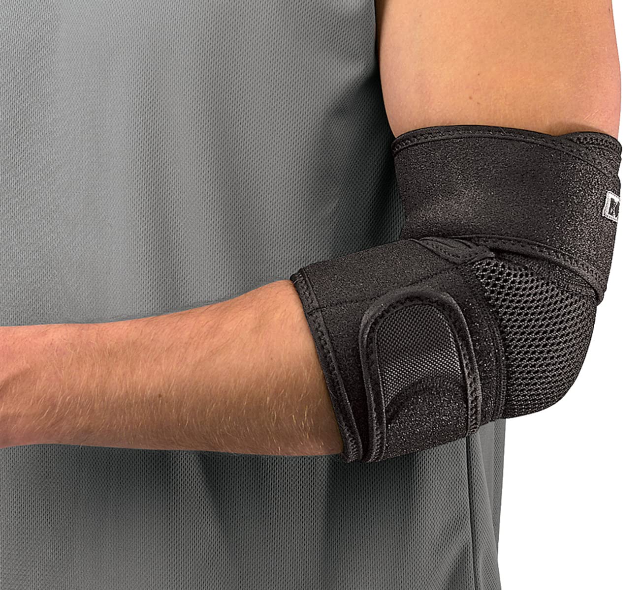 Photo 1 of MUELLER Sports Medicine Adjustable Elbow Brace, Elbow Pain Relief Support Sleeve for Men and Women, For Tennis, Golf, Painting, Factory-Line Work, and More, Black, One Size