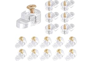 MOROBOR 50 PCS Glass Retainer Clips Kit, Droplet Shape Glass Clip Glass Cabinet Clips with Screws for Fixing Glass Cabinet Doors,Suitable for 3-4 mm Glass (Transparent with Color Plating Screw)