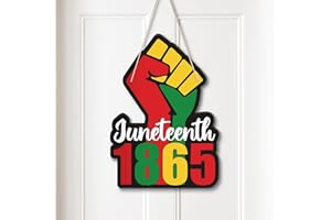 Huray Rayho Juneteenth Decorations Wooden Door Sign Juneteenth Celebrate Front Door Hanger Pride Black History Sign African American 1865 Freedom Day BLM Home Indoor Outdoor Decor Porch Sign