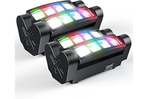 HSL Stage Light, Moving Head DJ Light, RGBW 8x3W LED, DMX-512 Control & Sound Activated (2-Pack)