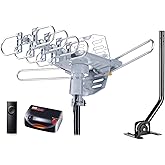 PBD WA-2608 Antena de TV HD digital amplificada para exteriores con poste de montaje y cable coaxial RG6 de 40 pies de alcanc