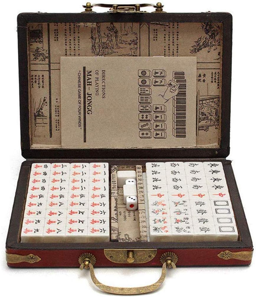 shang Chinese Numbered Mahjong Set 144 Tiles Mah-Jong Set Portable Chinese Toy with Box
