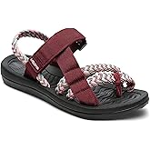 MEGNYA Hiking Sandals for Womens, Comfortable Walking Flip Flop Sandals with Arch Support, Athletic Sandals with Hook and Loop Straps for Beach Vacation Adventure