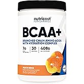 Nutricost BCAA + Hydration Powder (Peach Rings) 30 Servings - Branched Chain Amino Acids with Hydration Complex - Gluten-Free, Non-GMO