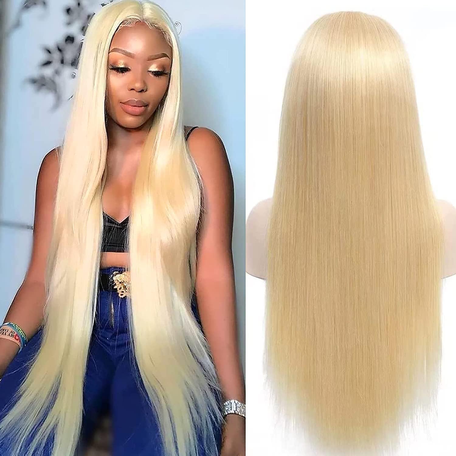 Bele 613 Blonde Lace Front Wig13x4 Straight HD Transparent Lace Frontal Wigs Human Hair 180 Density 20 Inch Brazilian Straight 10A Human Hair Wigs for Women Pre Plucked Bleached Knots — image 1