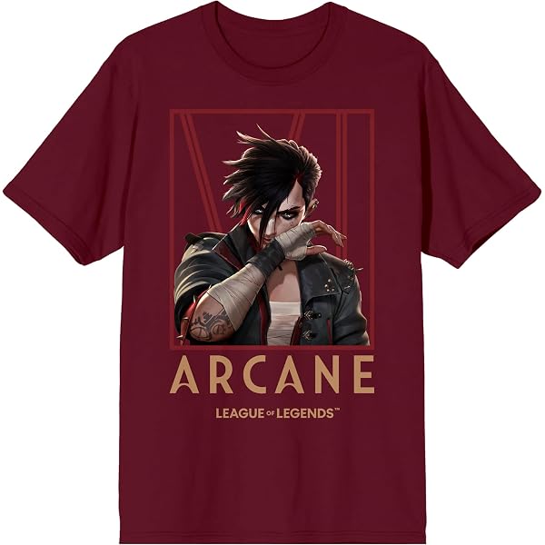 T-shirt Officiel Arcane (League Of Legends) VI - Couleur Anthracite, 5 Tailles