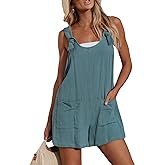 CUPSHE Women's Summer Sleeveless Overall Adjustable Loose Jumpsuit Beach Romper Travel Vacation Outfits with Pockets