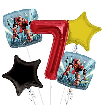 Amazon Com Incredible 2 Balloon Bouquet 7th Birthday 5 Pcs