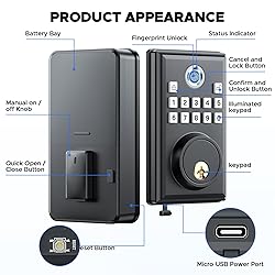 CAMCAMP Fingerprint Door Lock, Keyless Entry Door
