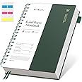 EMSHOI Lined Spiral Journal Notebook, B5 College Ruled Notebook, 300 Pages/150 Sheets, 100gsm Acid-Free Paper, Waterproof Softcover Notebook for School, Work, Note Taking, 7.48" × 10.15" - Dark Green