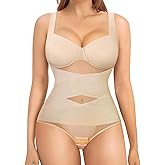 Nebility Shapewear Bodysuit for Women Tummy Control Waist Trainer Backless Body Shaper V-Neck with Built in Bra