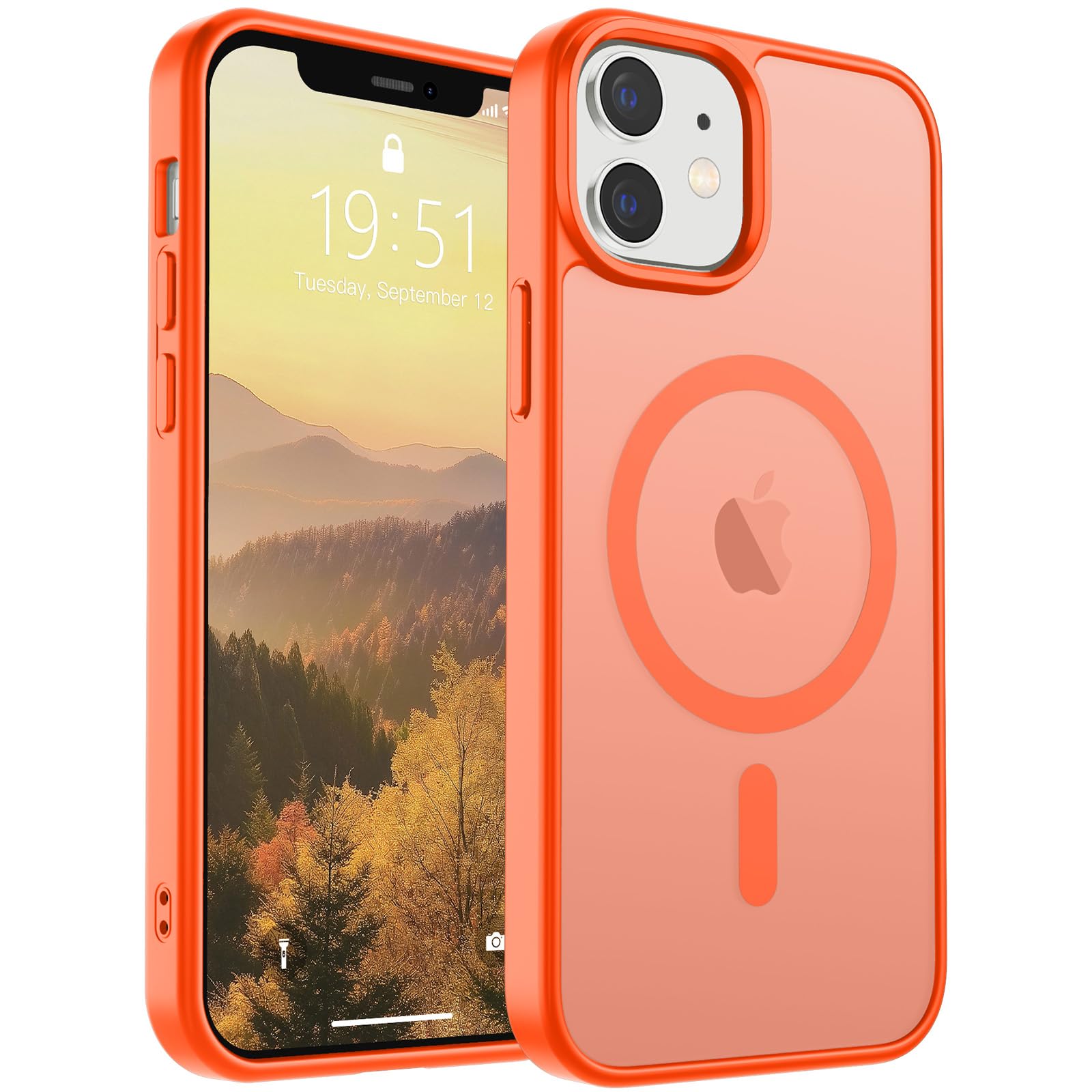 Photo 1 of SUPFINE Magnetic for iPhone 12 Case/iPhone 12 Pro Case (Compatible with MagSafe)(10 FT Military Grade Drop Protection) Slim Translucent Matte Shockproof with Anti-Fingerprint Phone Case,Orange