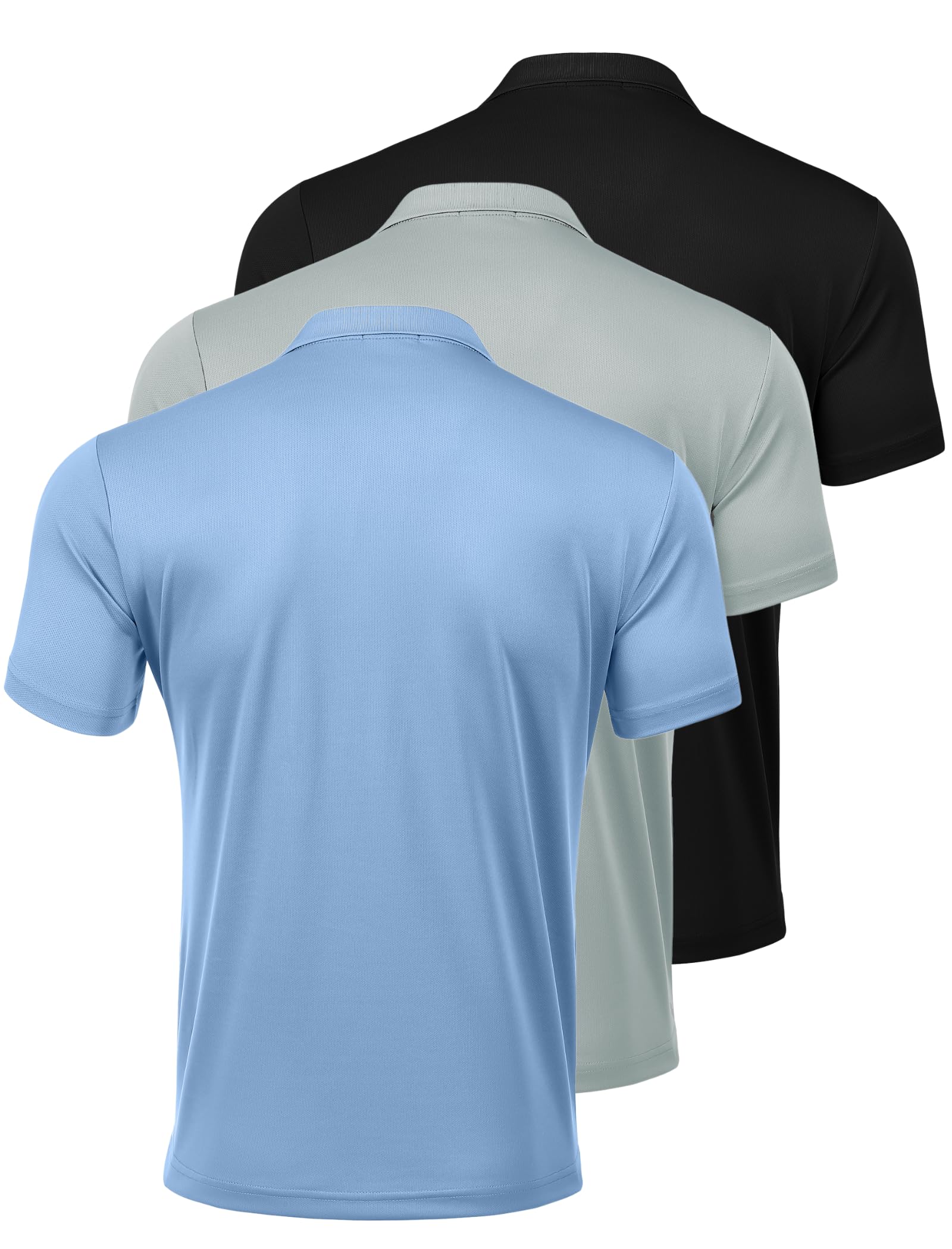 PINSPARK 3 Pack: Men's Golf Polo Shirts Multipacks Quick Dry Short Sleeve Collared Shirt Summer Casual Polos Shirts for Men